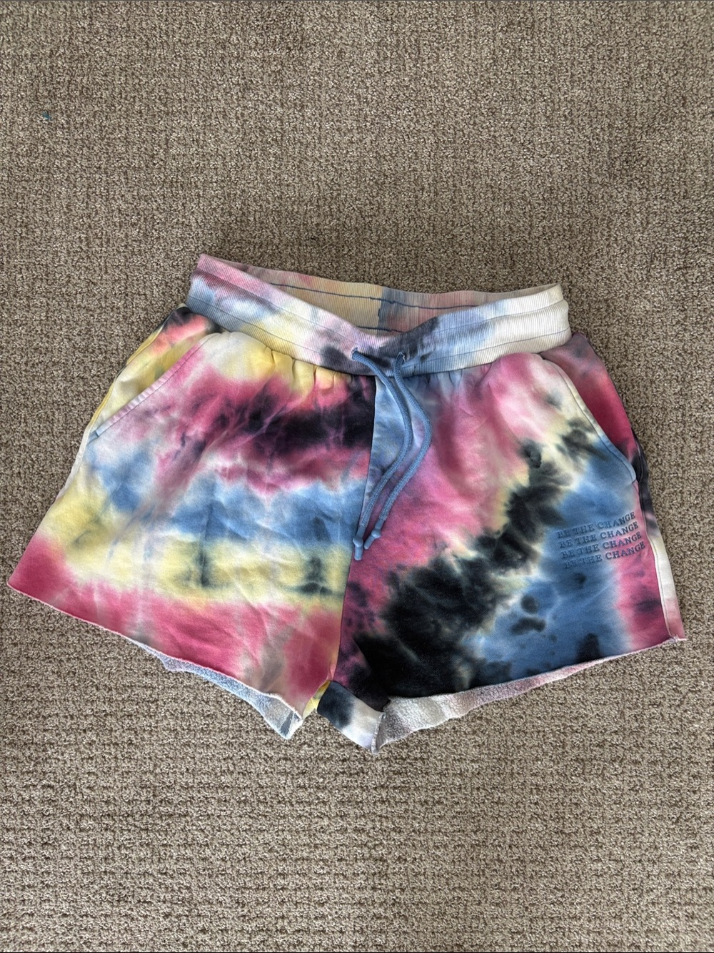 Tie-Dye Athletic Lounge Shorts - Pink, Blue & Yellow